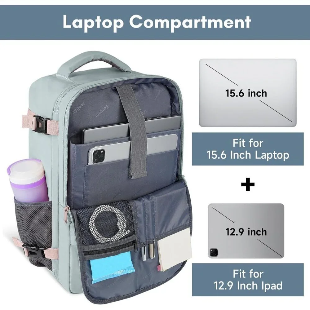 Taygeer Women's Powder Blue Travel Backpack Carry On 15.6inch Laptop Backpack